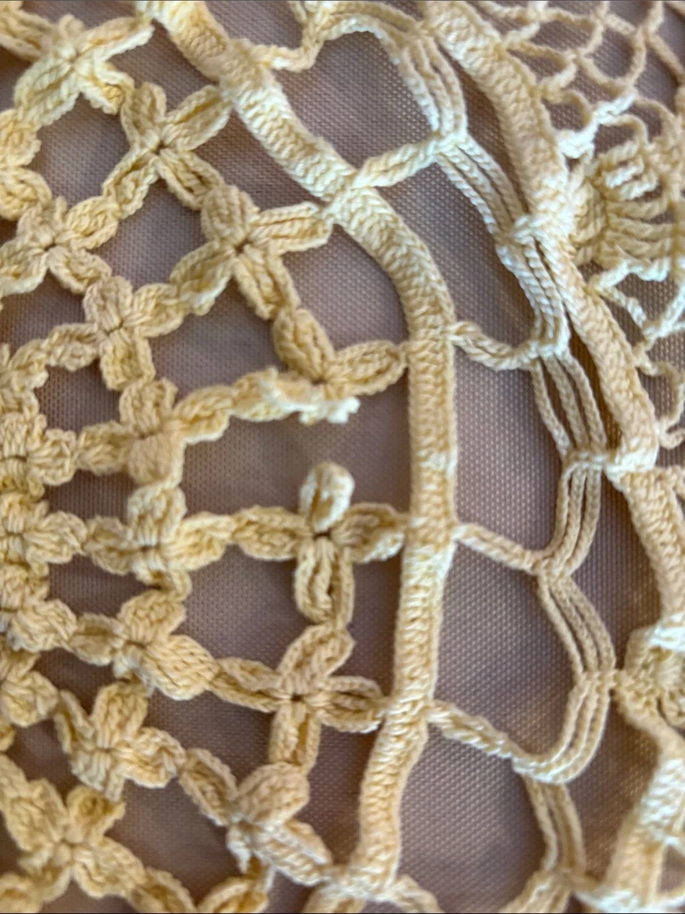 Vintage Yellow Crochet Doily